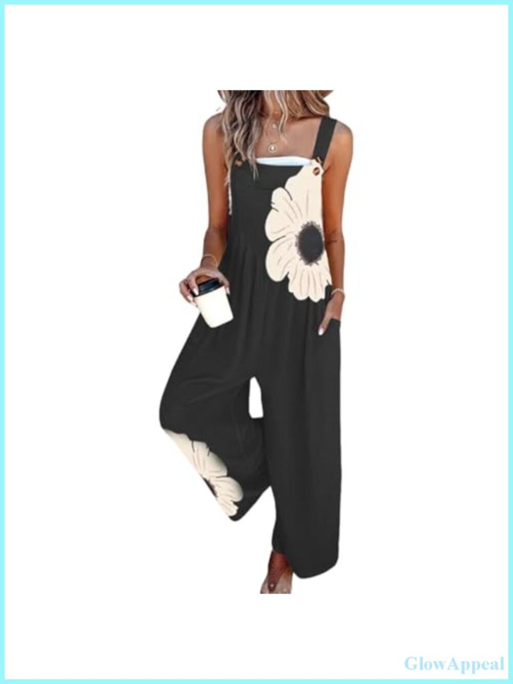 Women's Sleeveless Wide Leg Jumpsuit Romper with Pockets Floral